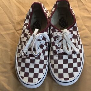 Vans Checkerboard Sneakers - Burgundy and White